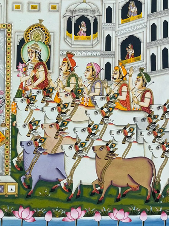 Darshan of Shrinathji in the Palace Painting on Cloth · view 3