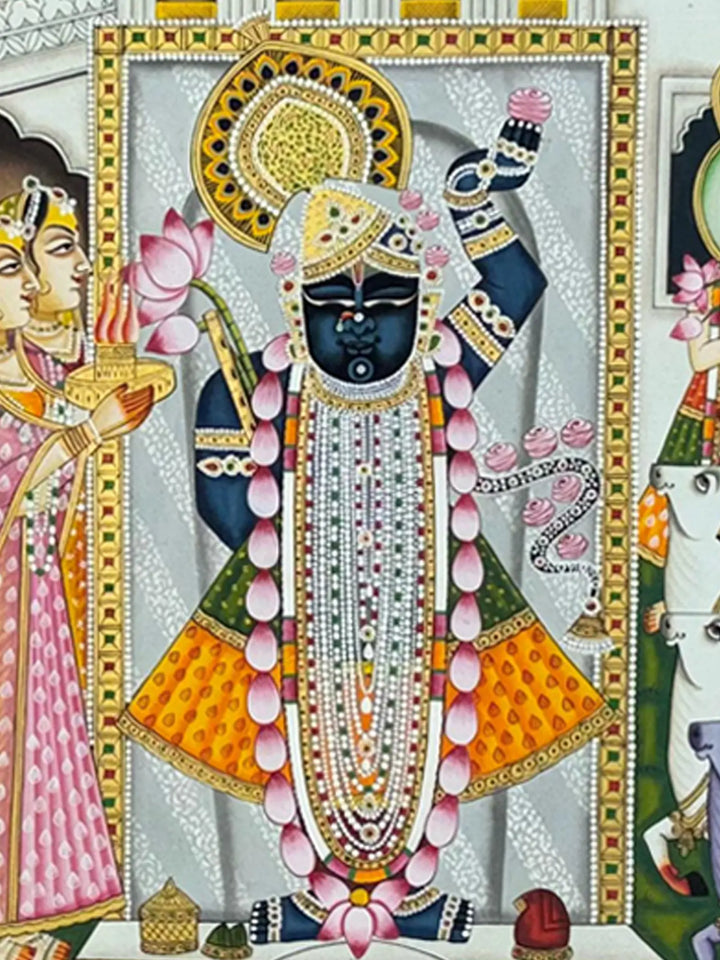 Darshan of Shrinathji in the Palace Painting on Cloth · view 4