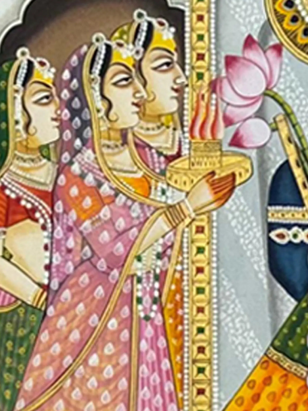 Darshan Of Shrinathji In The Palace | Natural Color On Cloth | By Dheeraj Munot