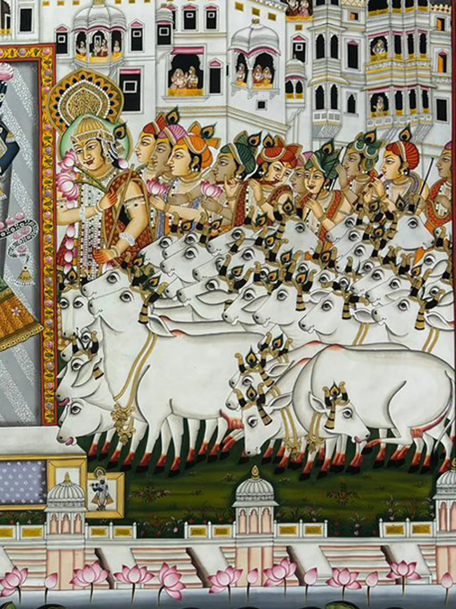 Evening Aarti of Shrinathji Painting on Cloth