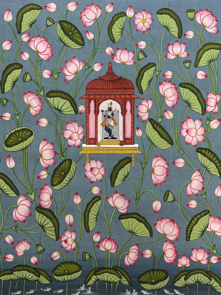 Lord Shrinathji Pichwai Painting on Cloth · view 2