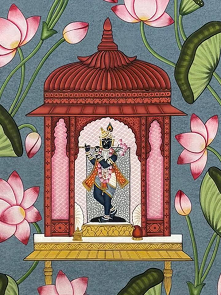 Lord Shrinathji Pichwai Painting on Cloth · view 3