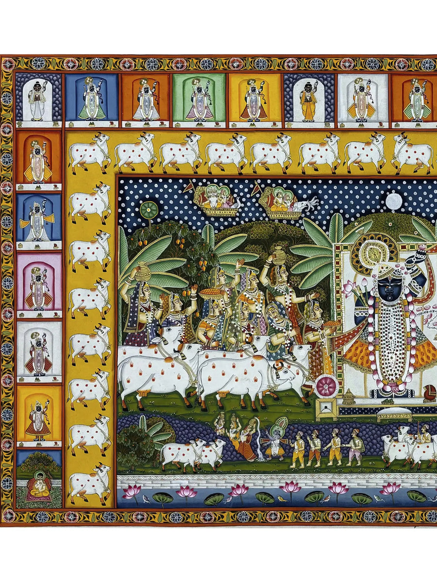 Worship of Lord Shrinathji Painting on Cloth