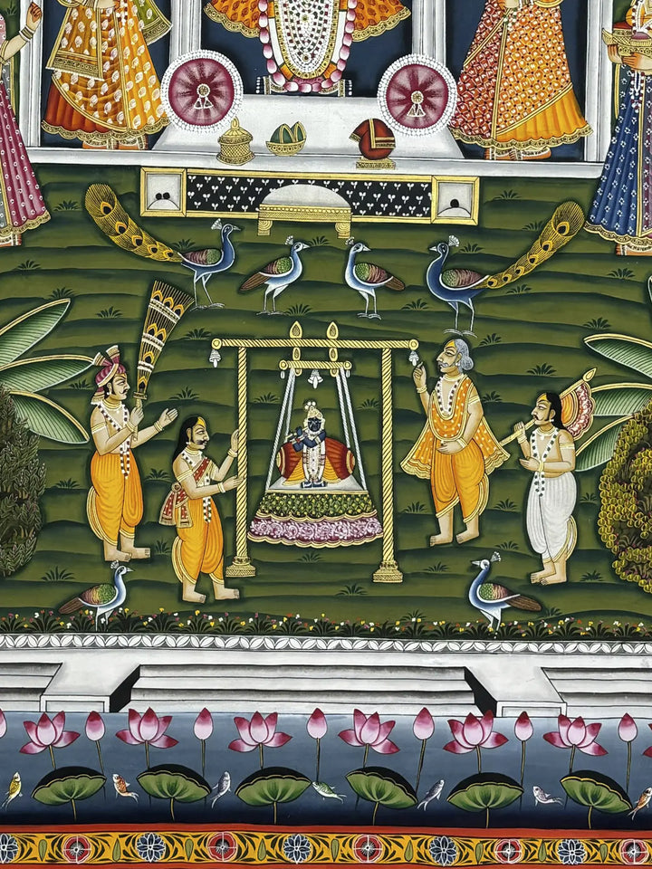 Divine Darshan of Lord Shrinathji Pichwai Painting on Cloth · view 3