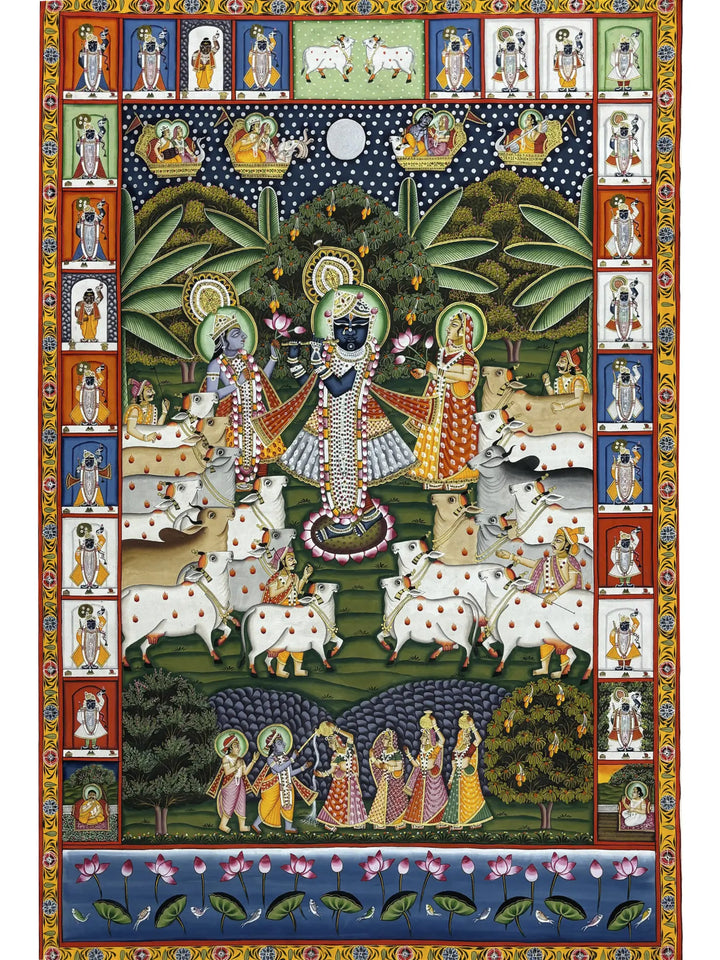 Lord Shrinathji with Cows Pichwai Painting · view 1