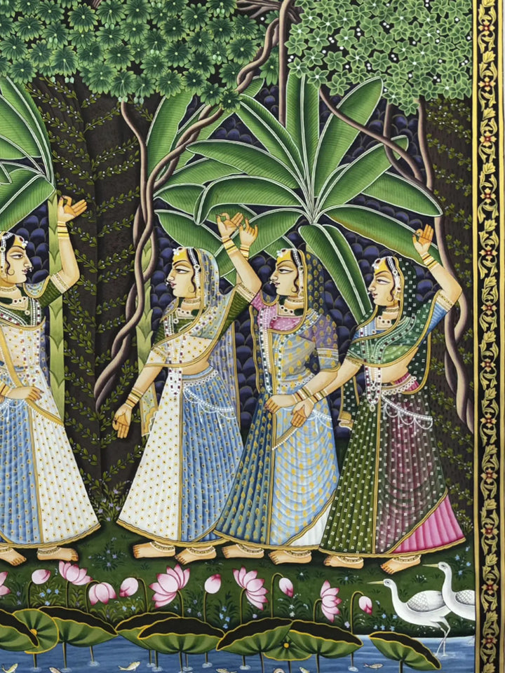Gopis Pichwai Painting on Cloth · view 3