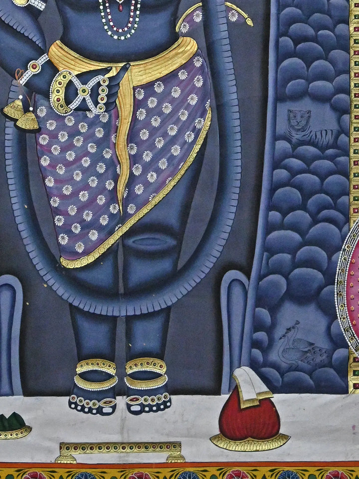 Standing Lord Shrinathji Pichwai Painting on Cotton · view 4