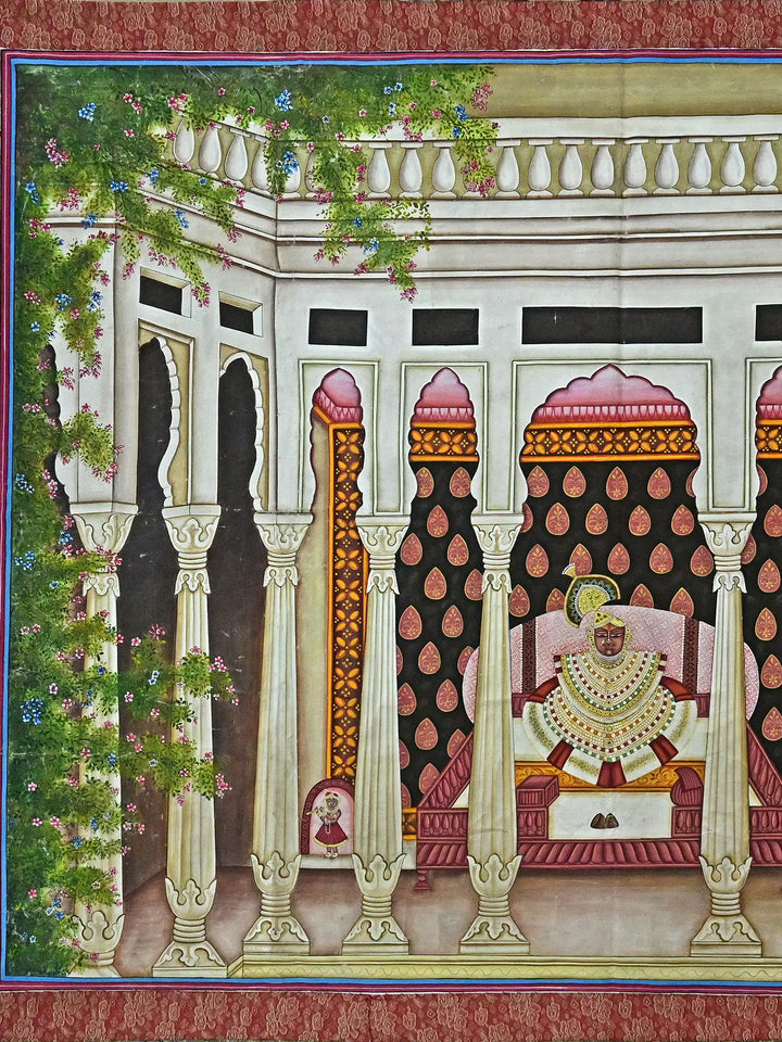 Shrinathji in Palace Pichwai Painting on Cotton · view 3