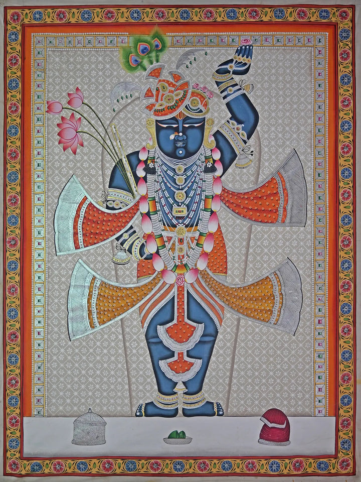 The Divine Shrinathji Pichwai Painting on Cotton · view 1