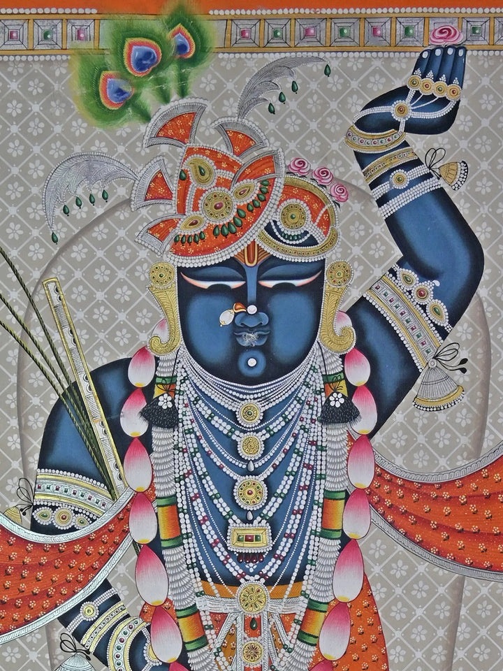 The Divine Shrinathji Pichwai Painting on Cotton · view 3