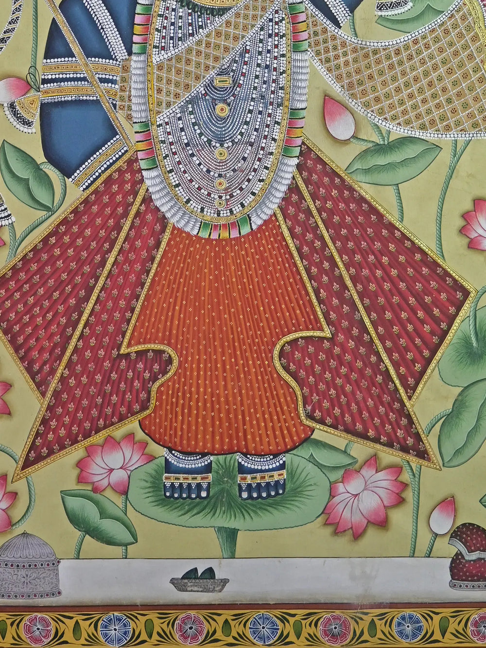 Standing Shrinathji With Kamal Talai | Pichwai Painting | Stone Color On Cotton Cloth | By Narendra Kumar