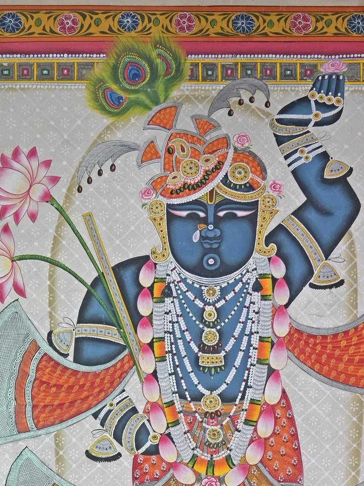 Morpankhdhari Lord Shrinathji Pichwai Painting on Cotton · view 2