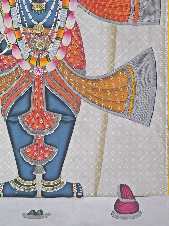 Morpankhdhari Lord Shrinathji Pichwai Painting on Cotton · view 4
