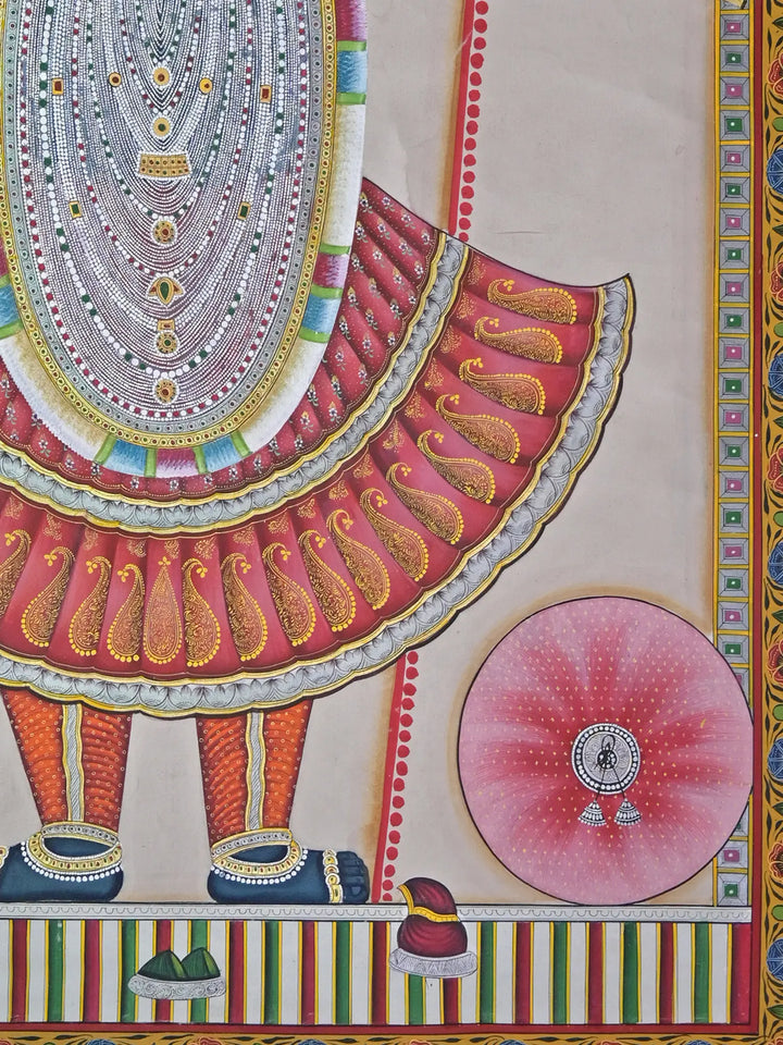 Shrinathji in Standing Posture Pichwai Painting on Cotton · view 4