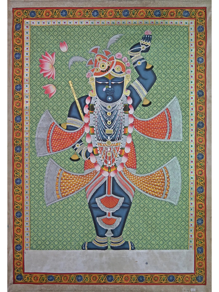 Manmohana Shrinathji Pichwai Painting on Cotton · view 1