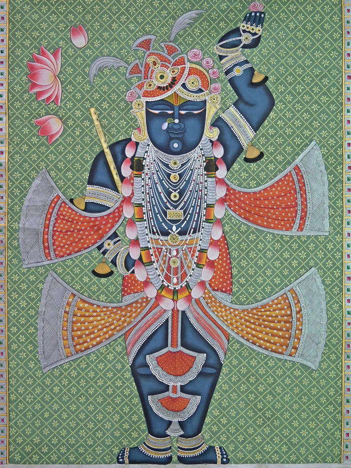 Manmohana Shrinathji Pichwai Painting on Cotton · view 2