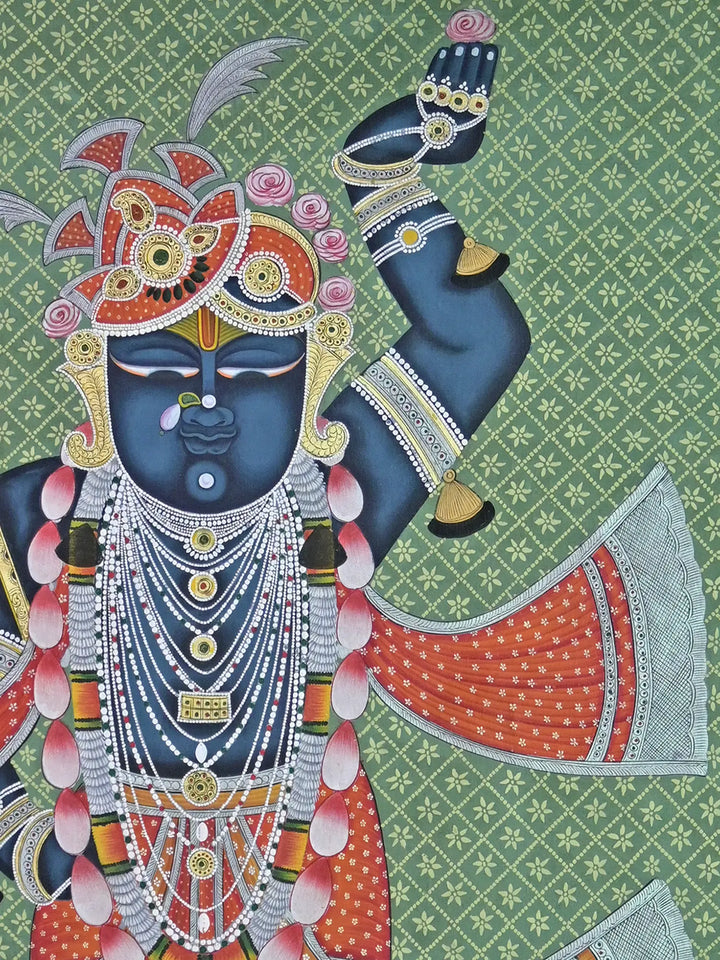 Manmohana Shrinathji Pichwai Painting on Cotton · view 3