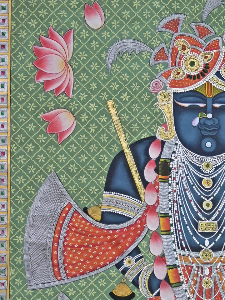 Manmohana Shrinathji Pichwai Painting on Cotton · view 4