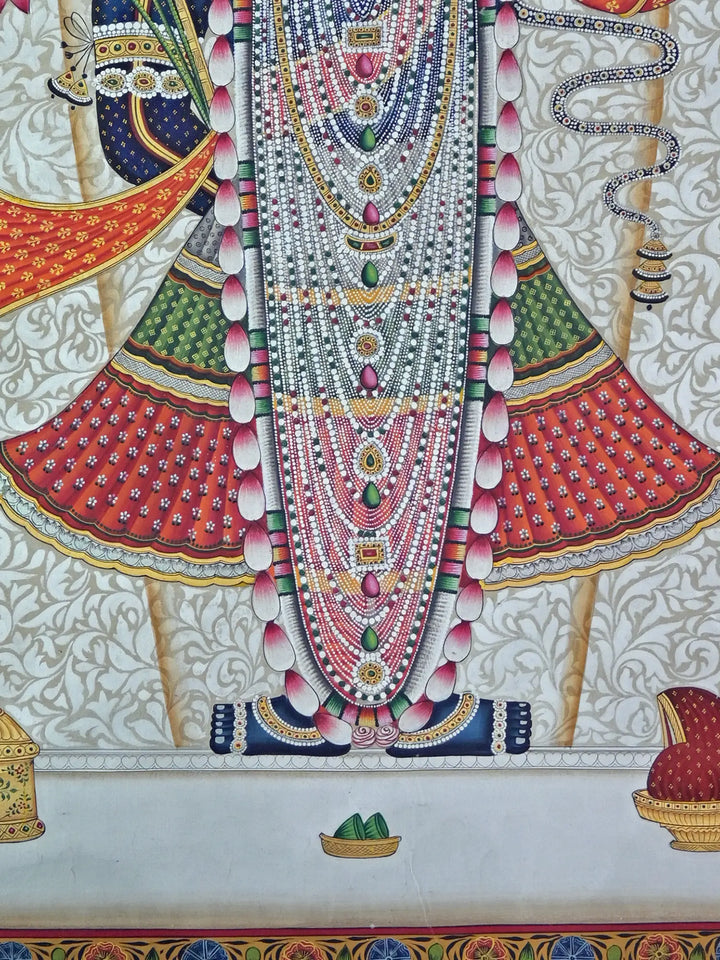 Shrinathji with Ornaments Pichwai Painting on Cotton · view 4