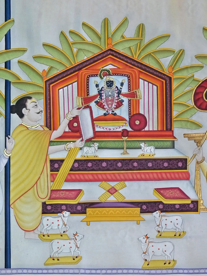 Gopashtami Darshan of Shrinathji Pichwai Painting on Cotton · view 3