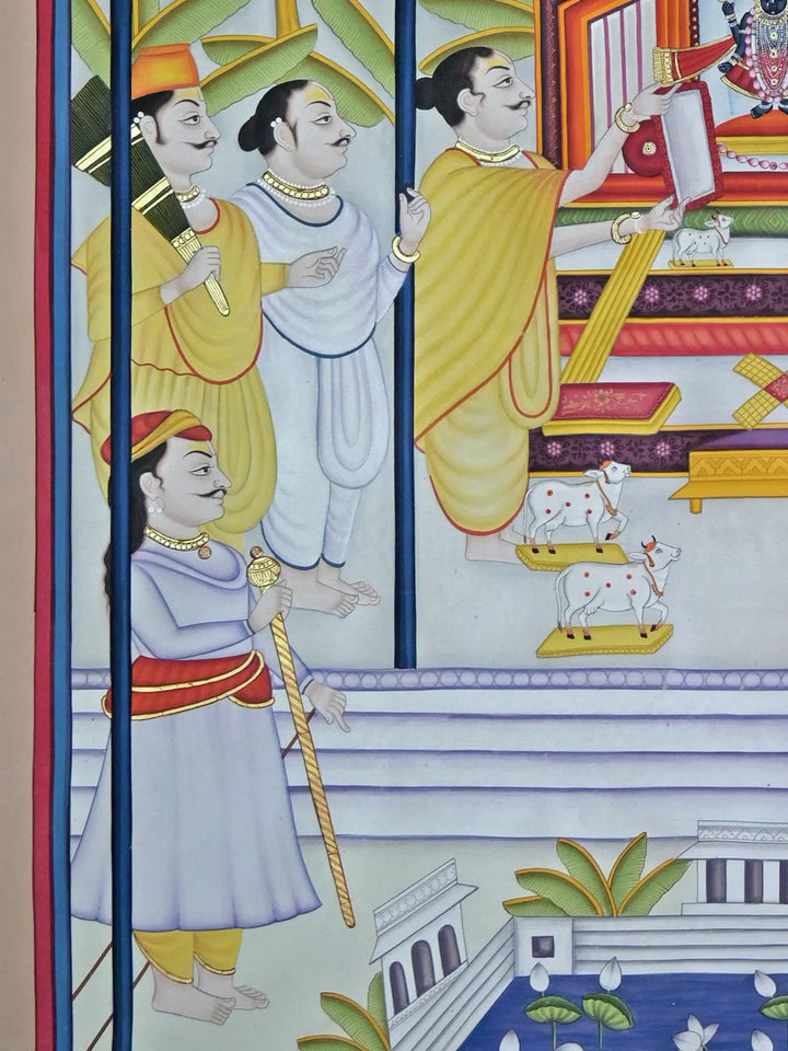 Gopashtami Darshan of Shrinathji Pichwai Painting on Cotton · view 4