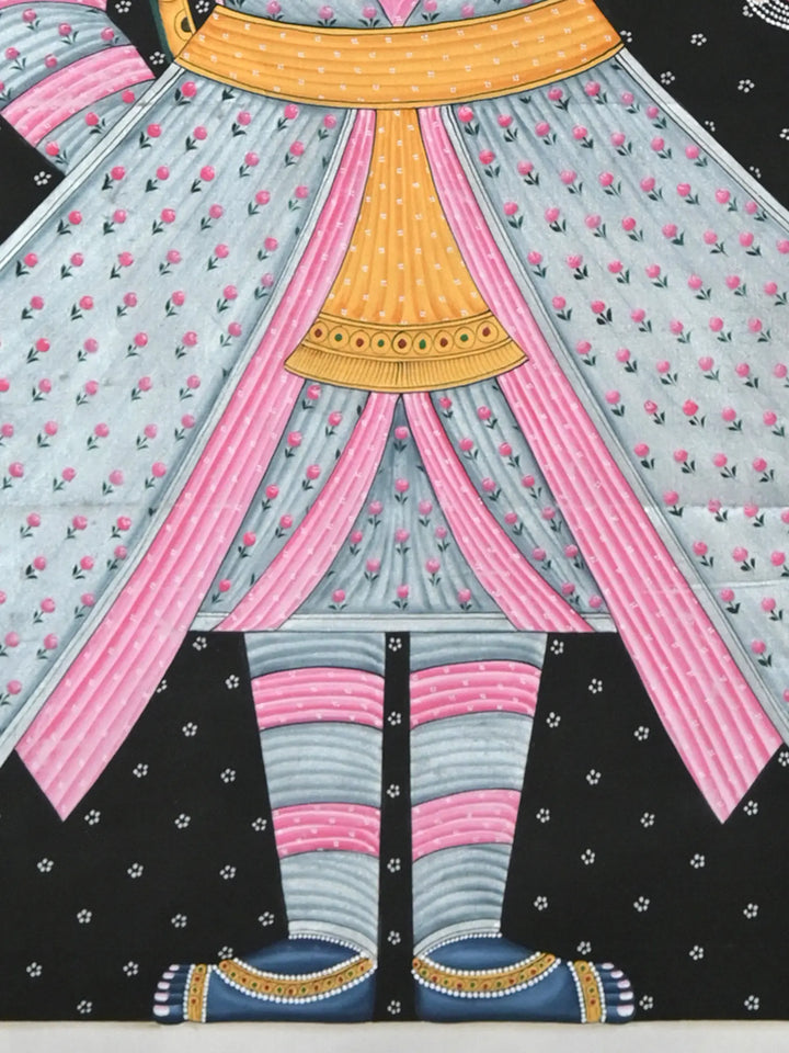 Smiling Shrinathji Pichwai Painting on Cotton · view 4