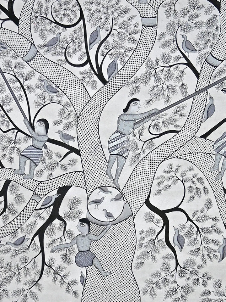 Tree of Life in Style Gond Painting on Cotton · view 3
