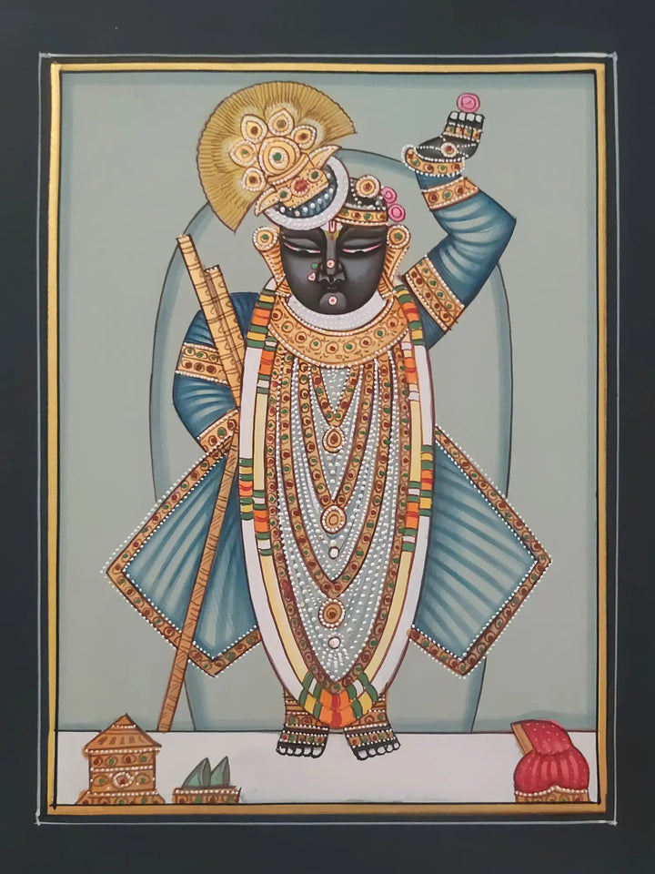 The Shrinathji with Delightful Grace Pichwai Painting on Paper · view 1