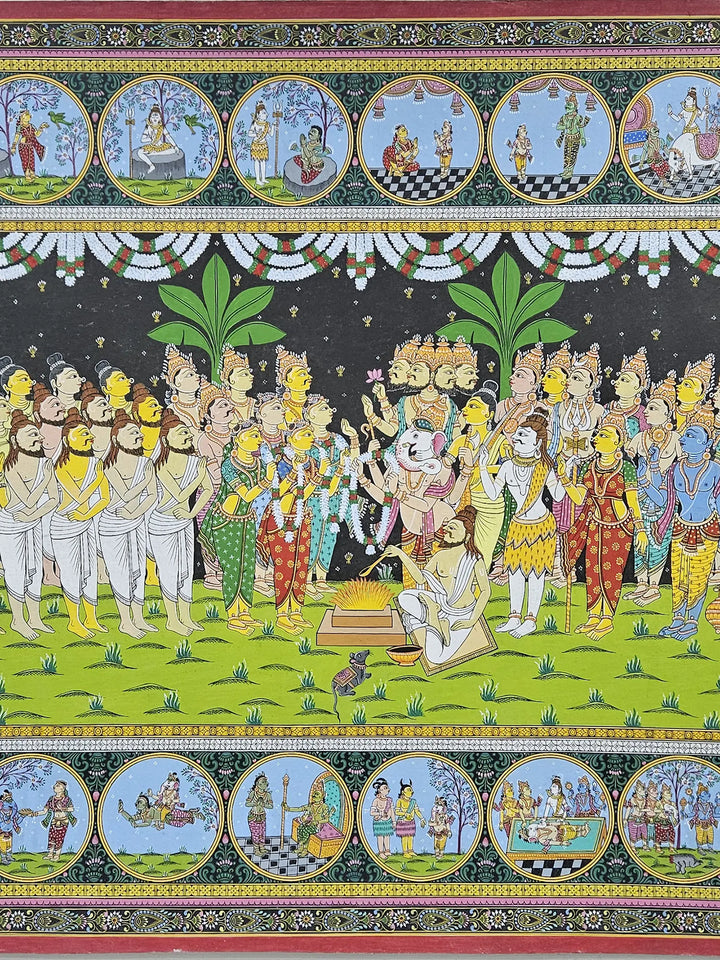Lord Ganesha Wedding Pattachitra Painting on Canvas · view 3