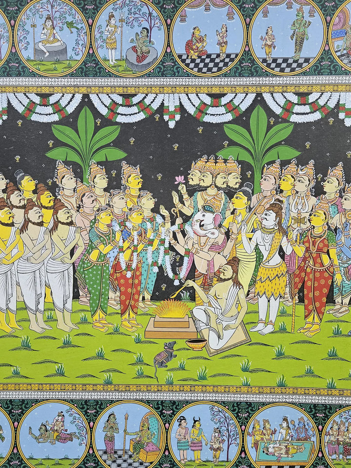 Lord Ganesha Wedding Pattachitra Painting on Canvas · view 4