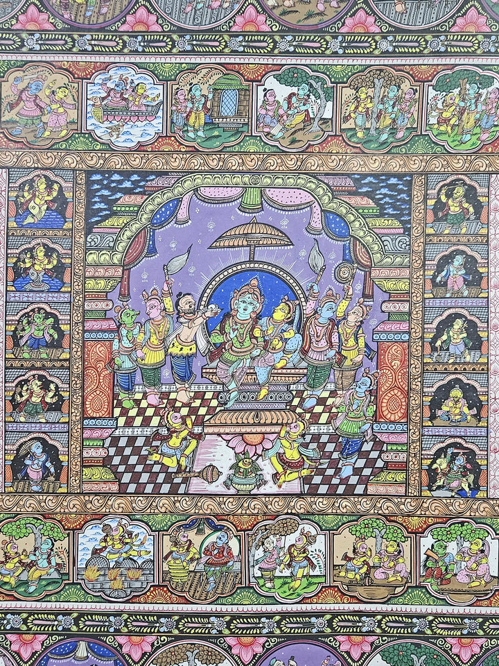 Ramayana (Lord Rama'S Darbar) Pattachitra Painting on Canvas · view 4