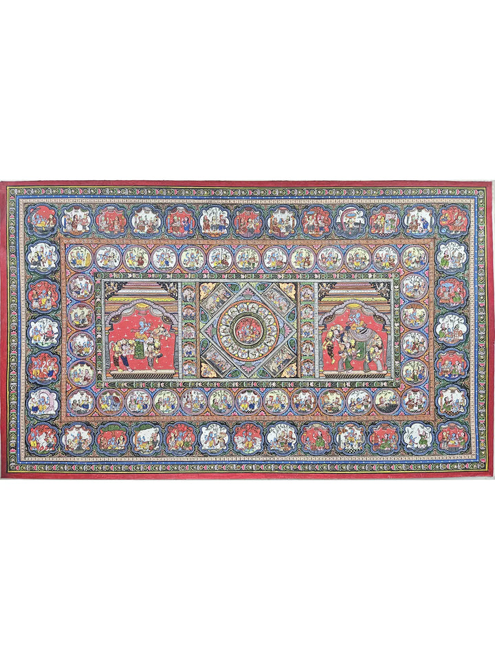 Krishna Leela with Gopis Pattachitra Painting on Canvas · view 1