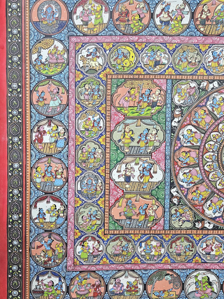 Krishna Mandala Pattachitra Painting on Canvas · view 3