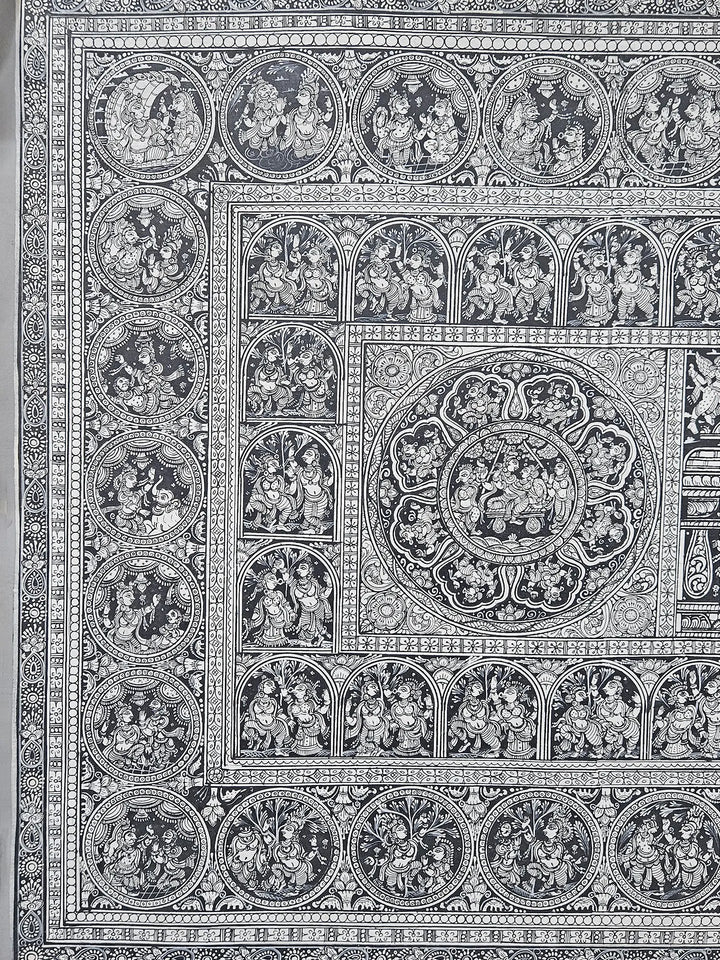 Krishna Rasleela with Gopis Pattachitra Painting on Canvas · view 4
