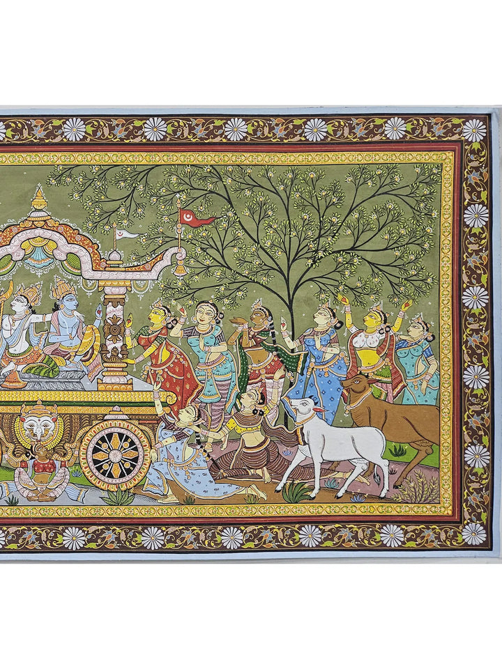 Shree Krishna Mathura Vijay Pattachitra Painting on Canvas · view 3
