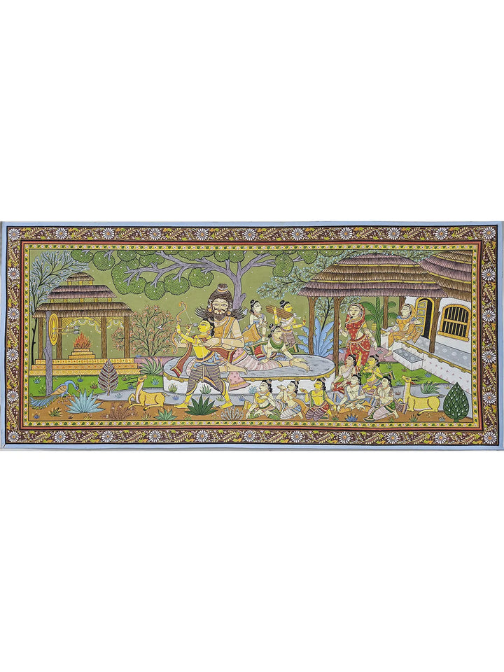 Lord Rama in Gurukul Pattachitra Painting on Canvas · view 1