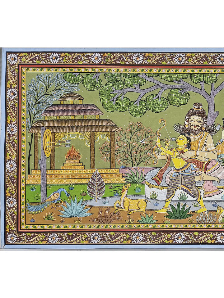 Lord Rama in Gurukul Pattachitra Painting on Canvas · view 2