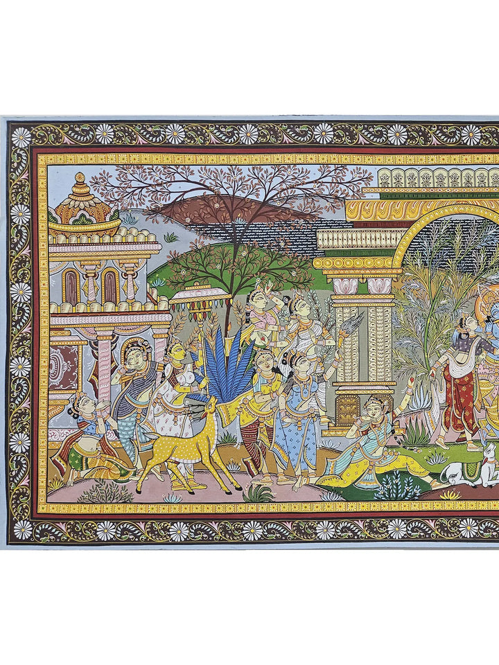 Krishna Rasleela Pattachitra Painting on Canvas · view 2