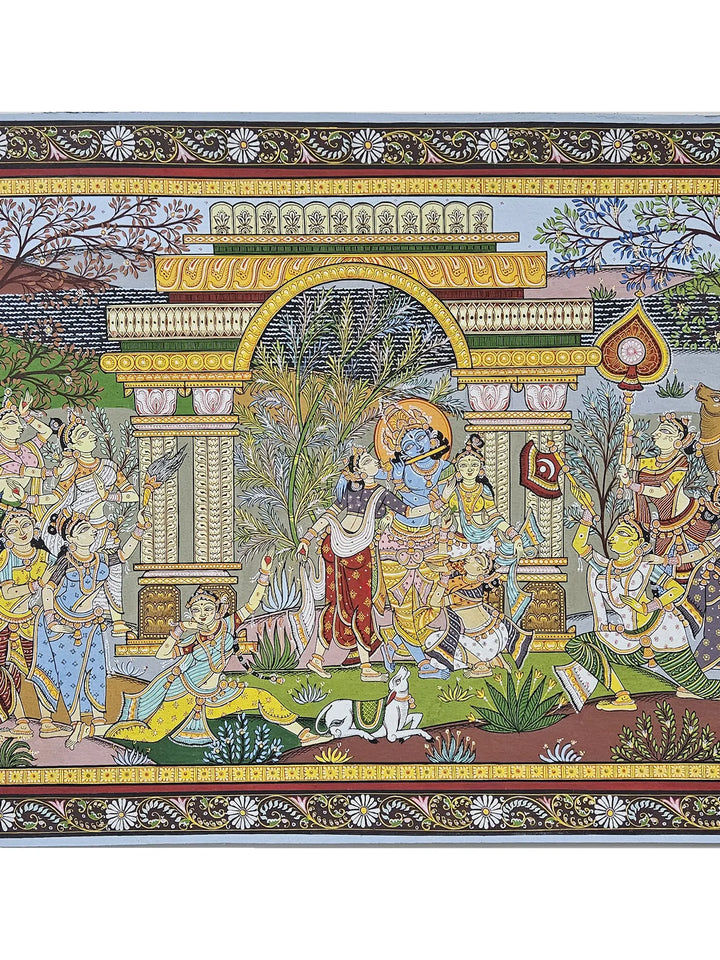 Krishna Rasleela Pattachitra Painting on Canvas · view 4