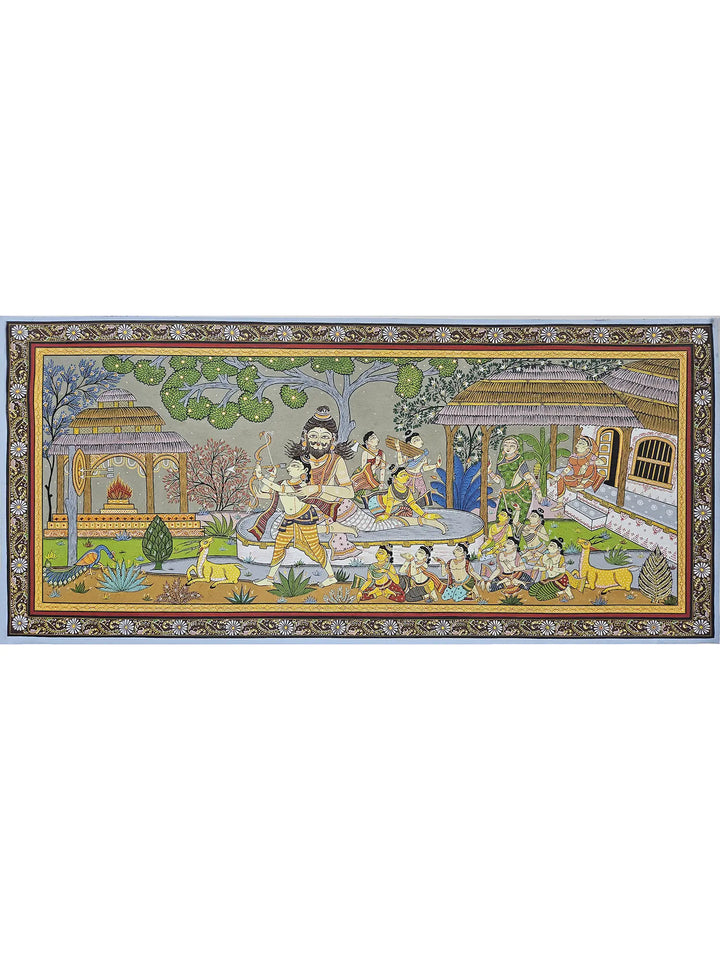 Lord Rama's Education at Gurukul Pattachitra Painting on Canvas · view 1