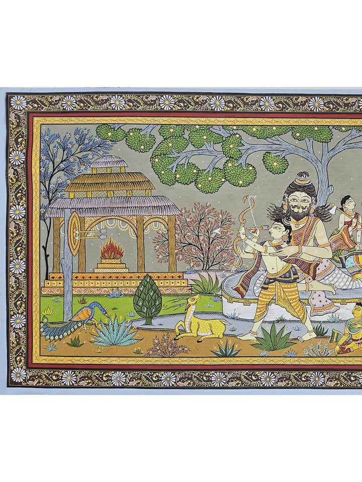 Lord Rama's Education at Gurukul Pattachitra Painting on Canvas · view 2