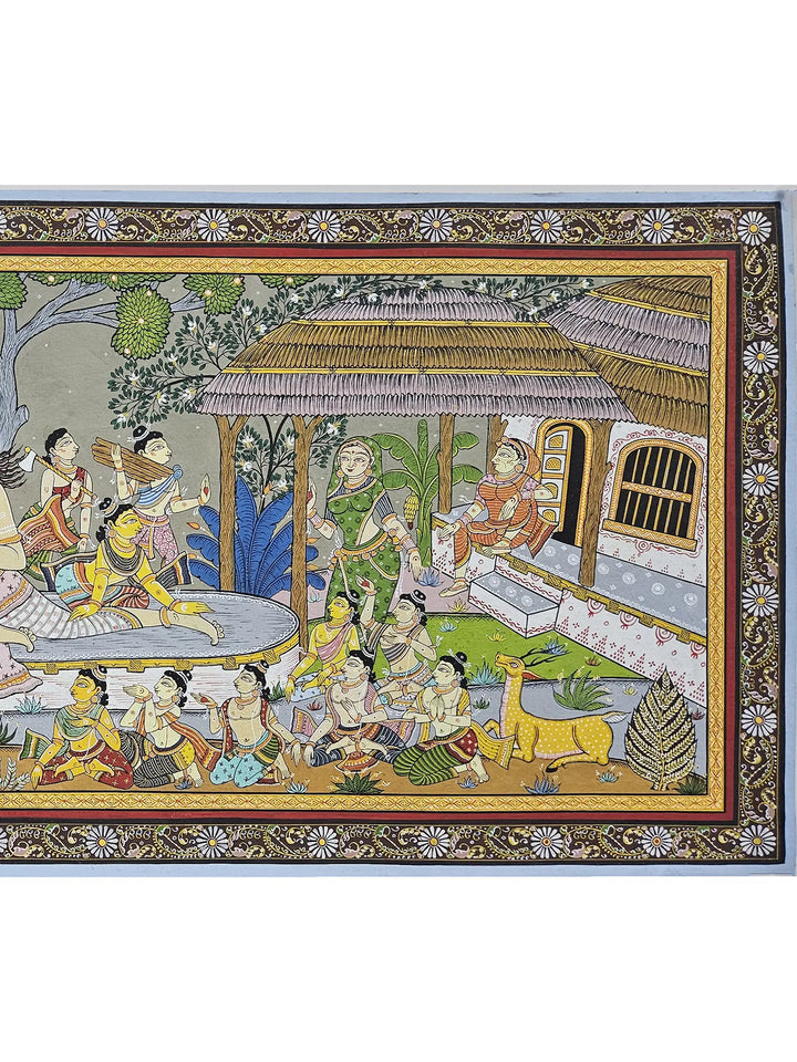 Lord Rama's Education at Gurukul Pattachitra Painting on Canvas · view 3