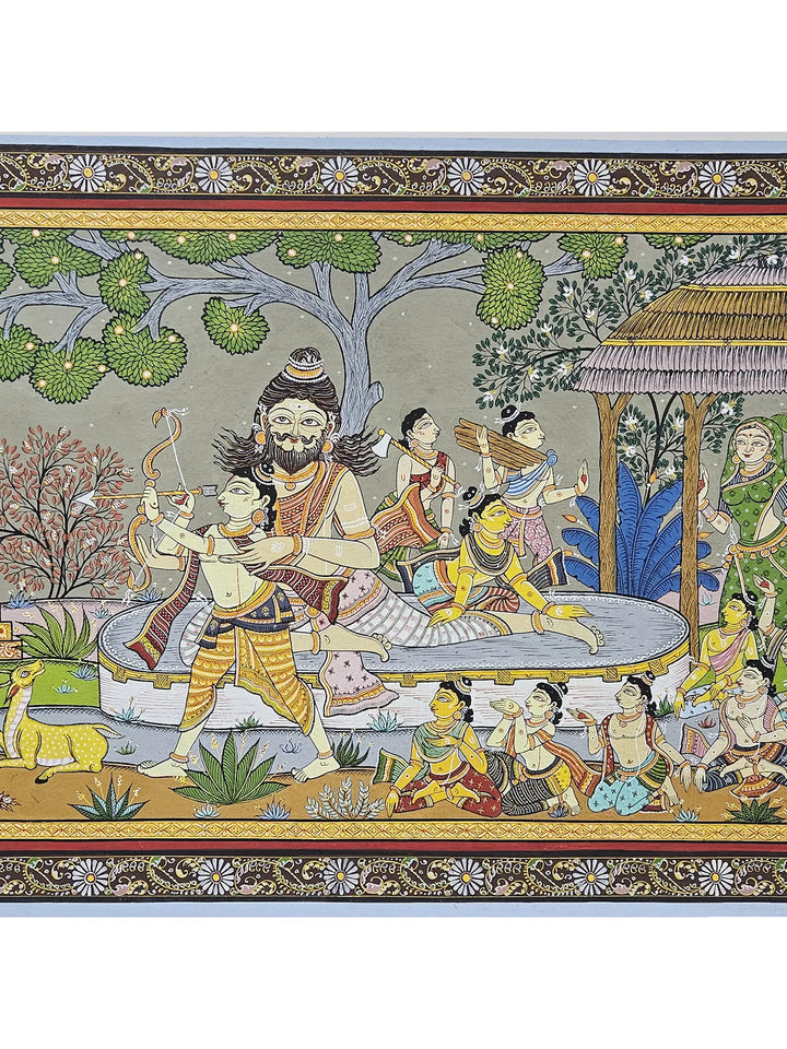 Lord Rama's Education at Gurukul Pattachitra Painting on Canvas · view 4