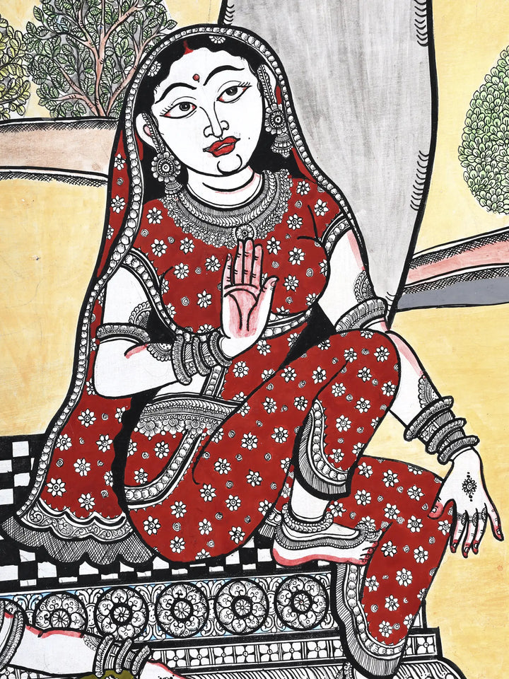 Lord Hanuman Meets Devi Maa Sita in Ashok Vatika Pattachitra Painting on Canvas · view 3
