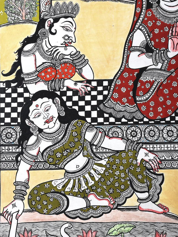 Lord Hanuman Meets Devi Maa Sita in Ashok Vatika Pattachitra Painting on Canvas · view 4