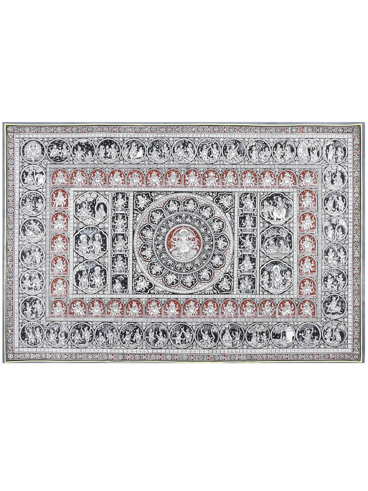 Episodes of Lord Ganesha's Life Story Pattachitra Painting on Canvas · view 1