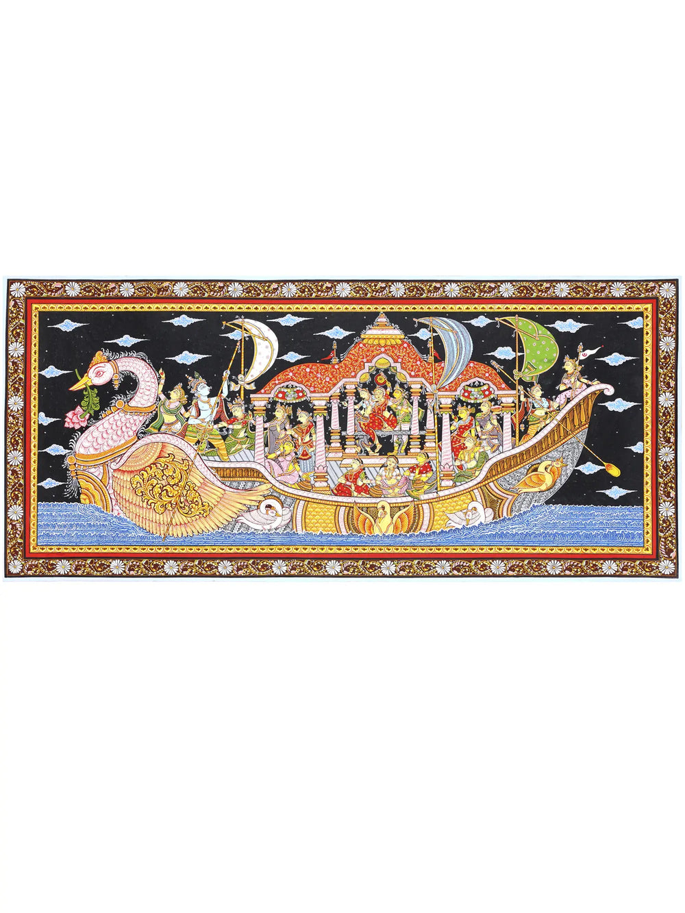 Nauka Vihar - Radha Krishna on Boat with Gopikas | Pattachitra Painting From Odisha