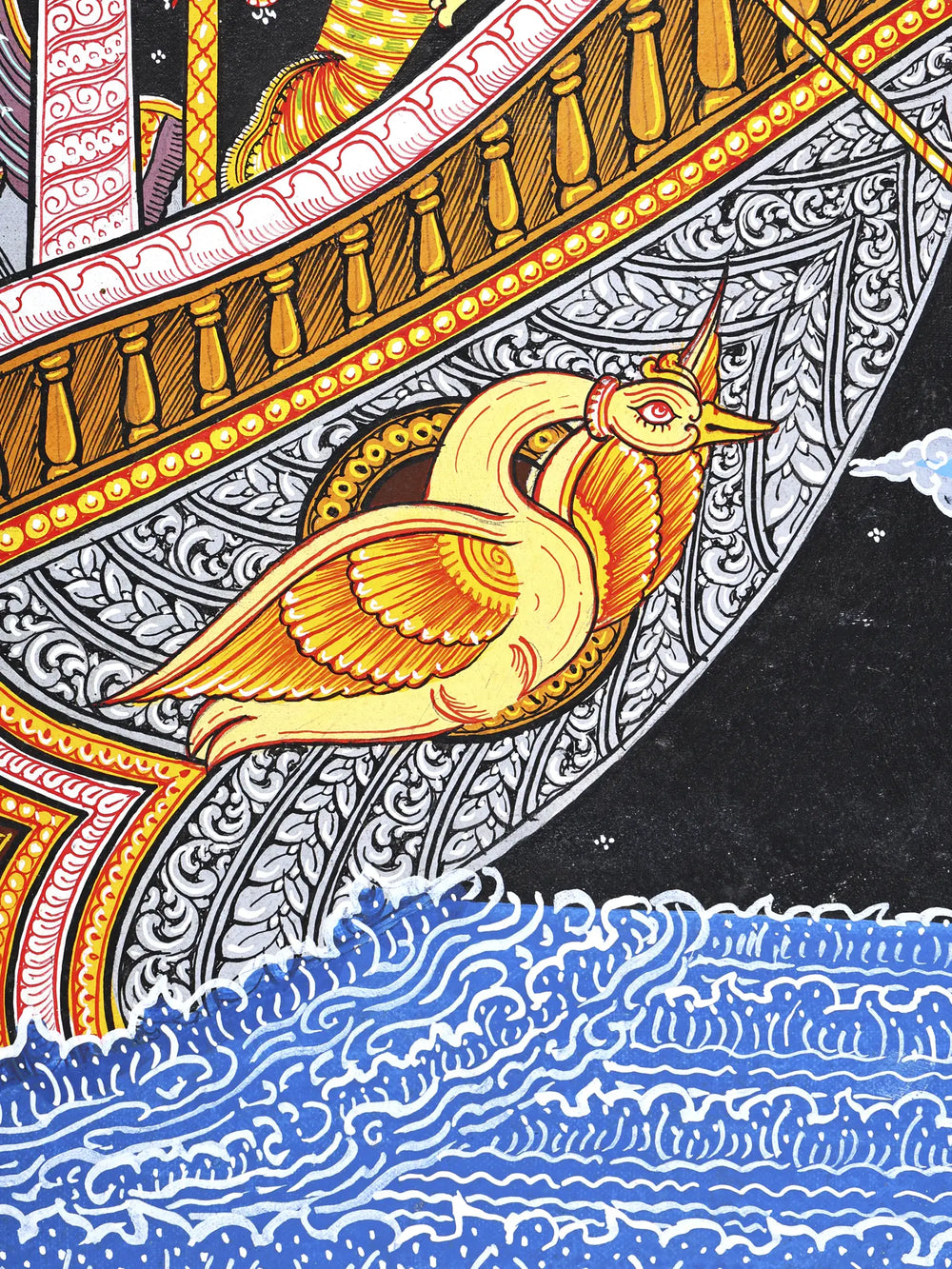 Nauka Vihar - Radha Krishna on Boat with Gopikas | Pattachitra Painting From Odisha