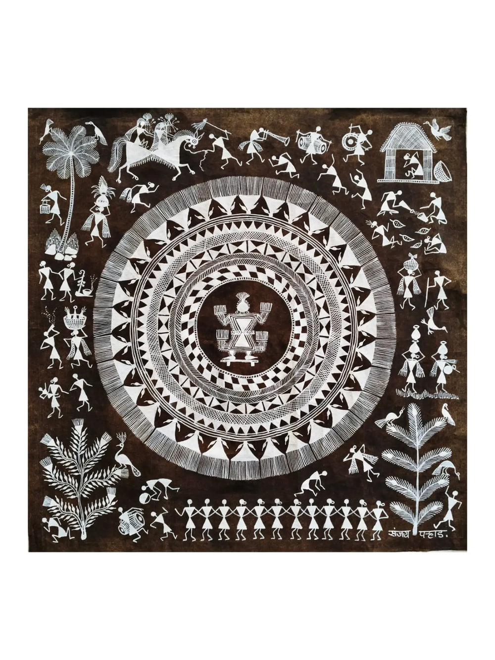 Tribal Warli Painting | Natural Color On Cotton Cloth | By Sanjay Balakrishna Parhad