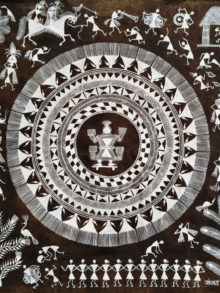 Tribal Warli Painting on Cloth